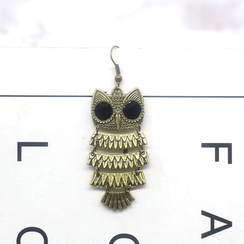 Vintage Bohemian Owl Earrings