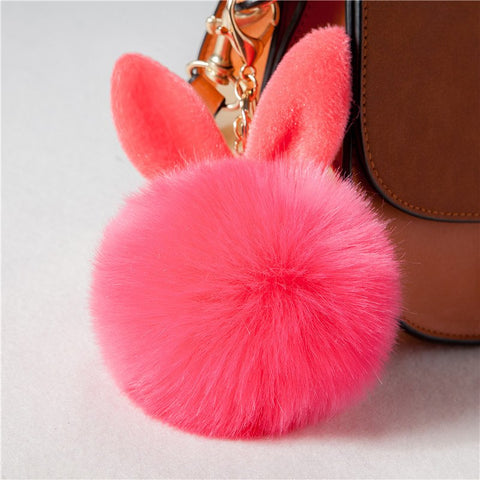 Cute Bunny Pom Pom KeyChain