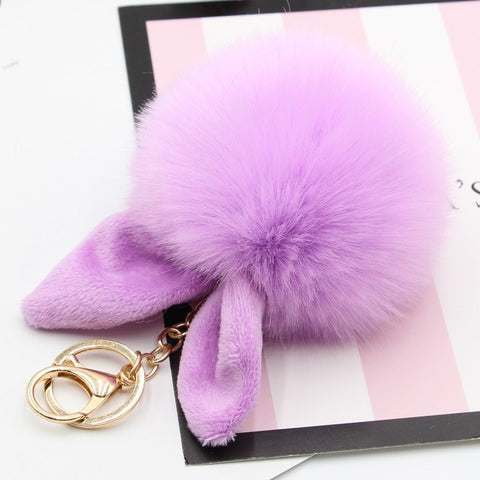 Cute Bunny Pom Pom KeyChain