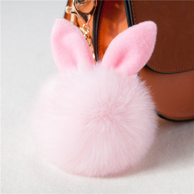 Cute Bunny Pom Pom KeyChain