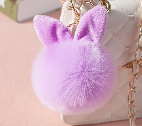 Cute Bunny Pom Pom KeyChain