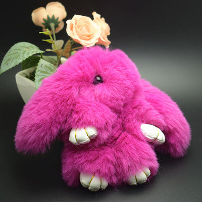 Fur Pompom Keychain 13cm - Banny & Bag