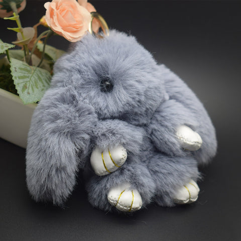 Fur Pompom Keychain 13cm - Banny & Bag