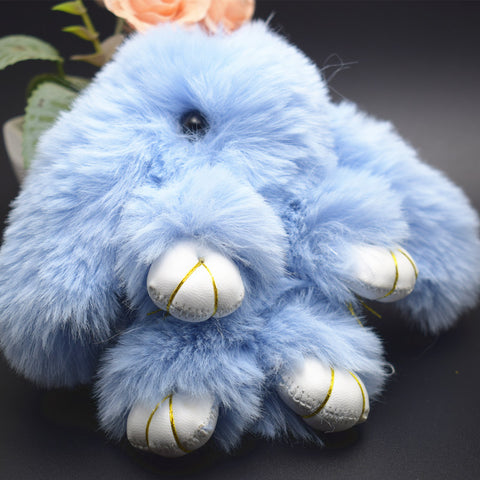 Fur Pompom Keychain 13cm - Banny & Bag