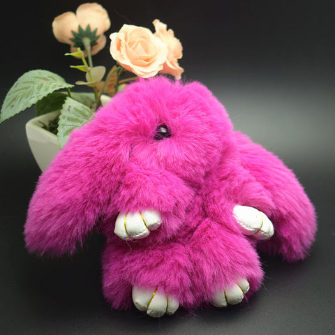 Fur Pompom Keychain 13cm - Banny & Bag